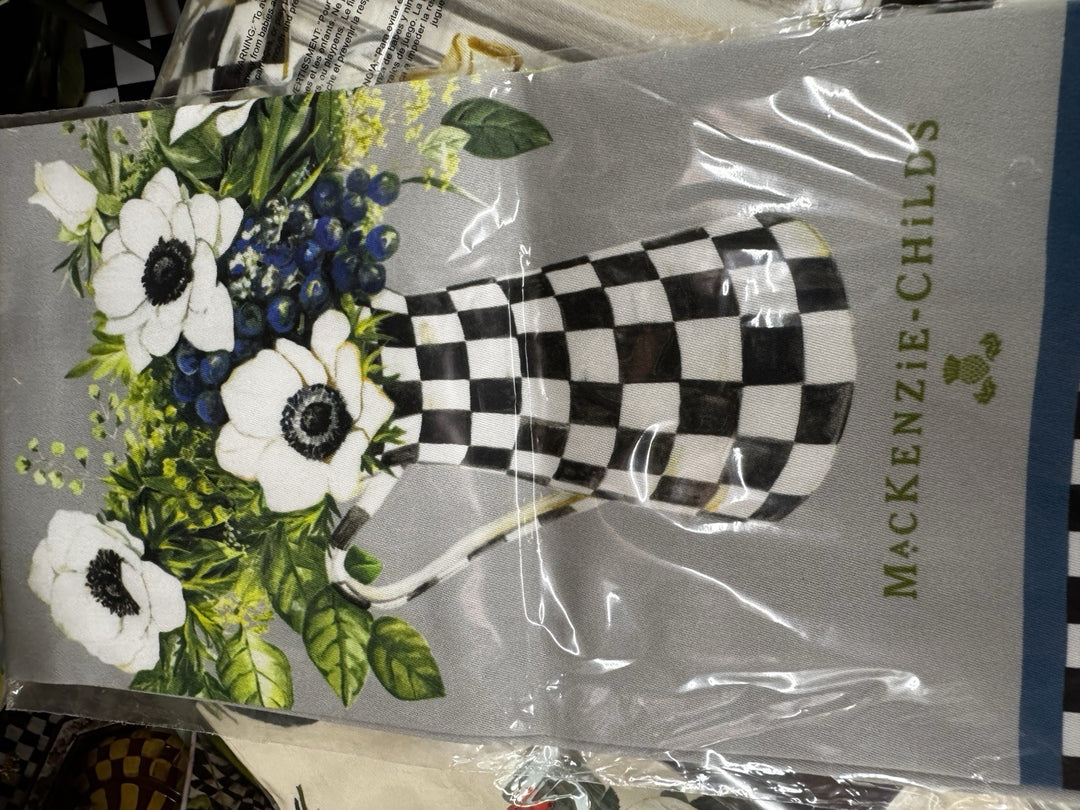 MACKENZIE CHILDS Anemone Pitcher Dish Tea Towel 100% Cotton BNIP 18x26" Retired