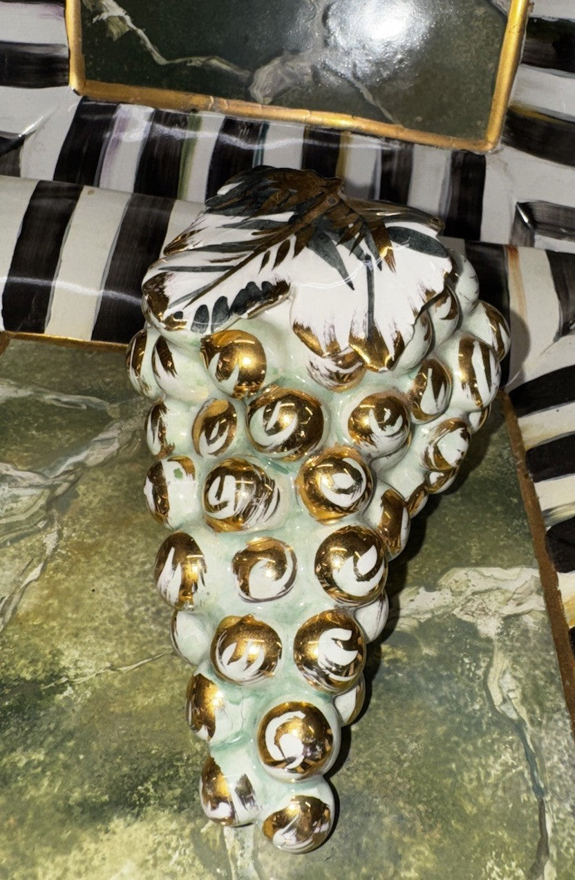 Italian Ceramic Green painted Grapes Life Sized- Goes With Mackenzie Child