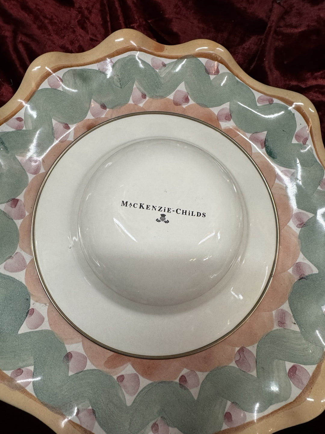 Mackenzie Childs  Set Of 2 Courtly Check Enamel Breakfast  8”  Bowl