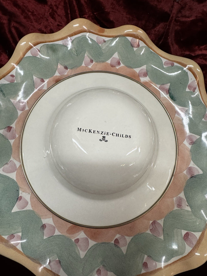 Mackenzie Childs  Set Of 2 Courtly Check Enamel Breakfast  8”  Bowl