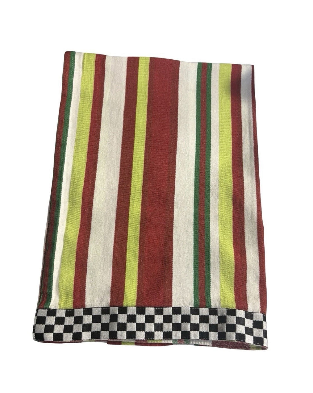 MACKENZIE CHILDS Stripes Cotton Kitchen DISH TOWEL Loop Hanger Christmas