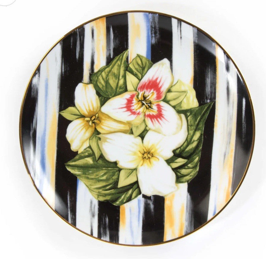 Mackenzie Childs Trillium Thistle & Bee Salad Plate 8.25” Inch Diameter