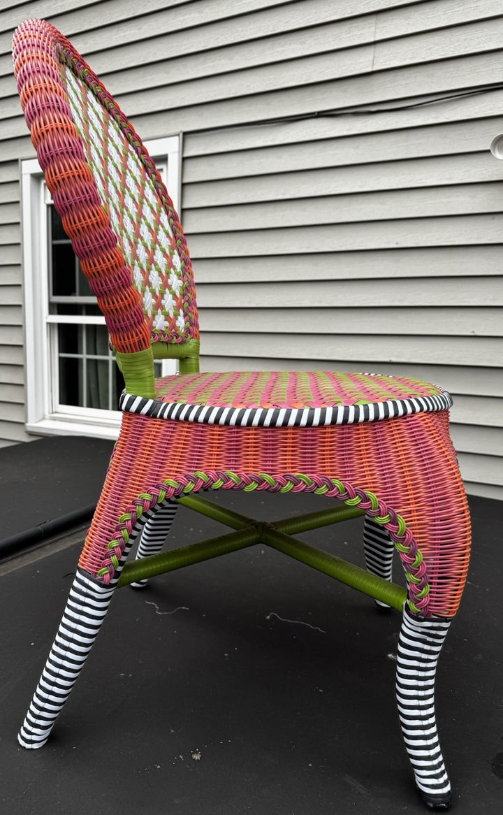 Mackenzie Childs Breezy Poppy Outdoor Cafe Chair Excellent Condition
