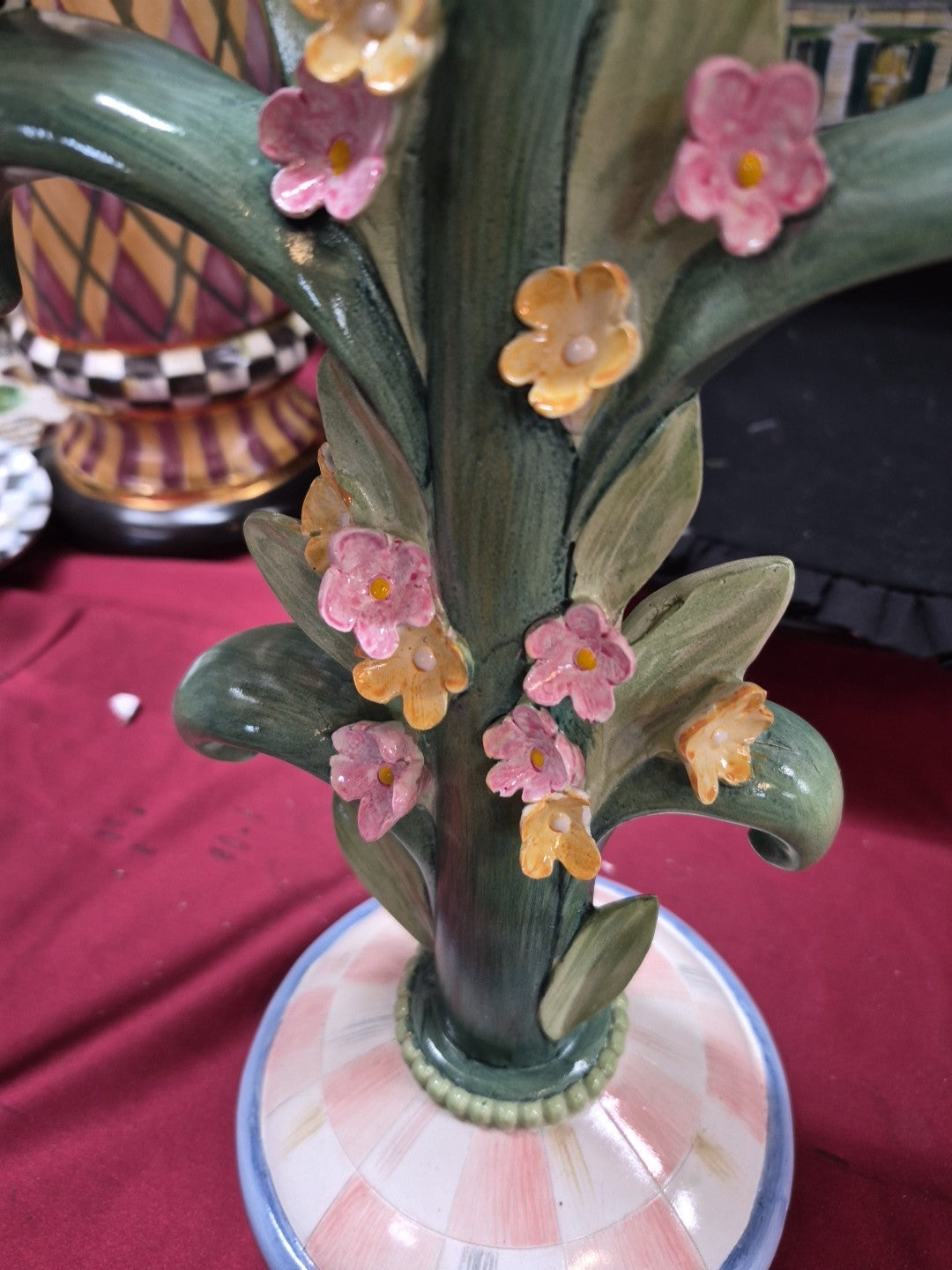 MacKENZIE CHILDS ROSY MEADOW CANDELABRA New