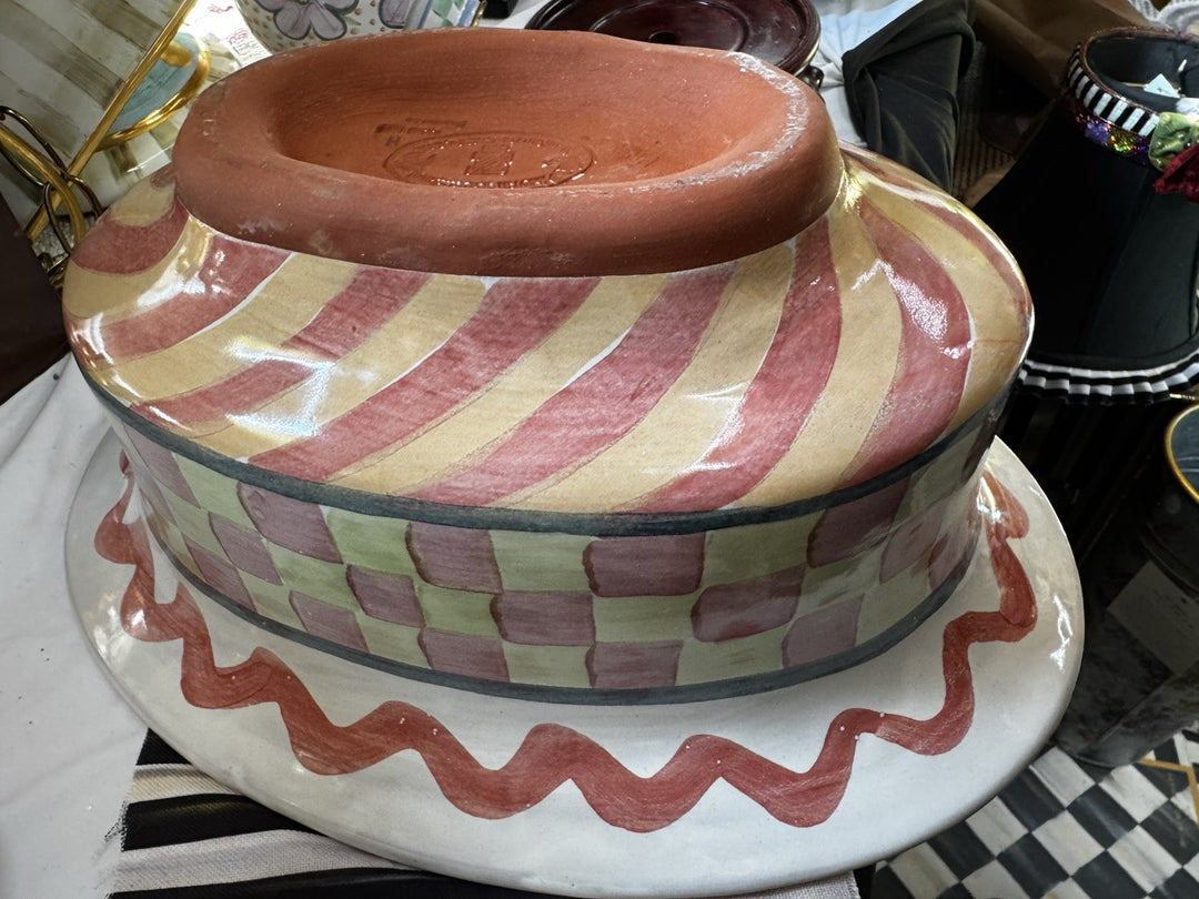 MacKenzie Childs Taylor Bearded Iris  Oval Serving Bowl with Lid 13.5”x 9.5”