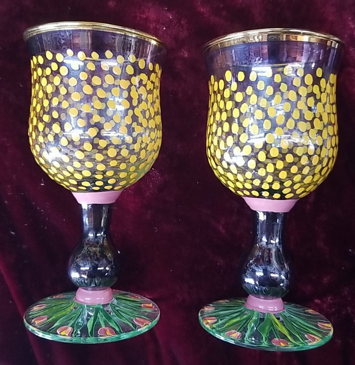 MacKenzie Childs Piccadilly Circus Water Goblets - Set of 2