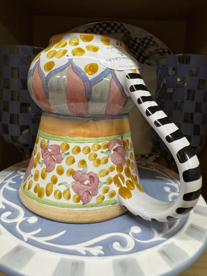 NEW Mackenzie Childs Cabbage Rose TAYLOR MUG Hand-Painted Majolica