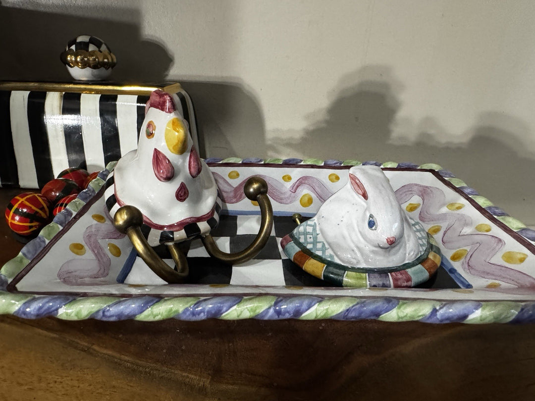 Mackenzie Childs Hand Made/Painted in Aurora POPLAR RIDGE Bunny Drawer Pull