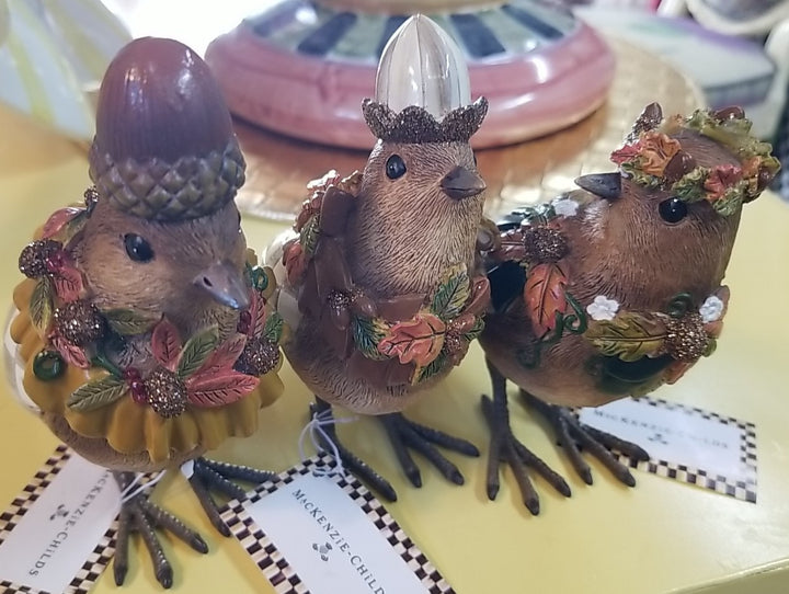Mackenzie Autumnology Birds Childs Set Of 3 Figurines New In Box