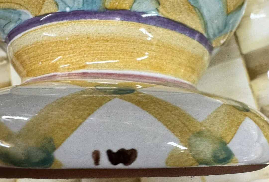 MacKenzie Childs Hitchcock Fields  Ceramic Bud Flower Vase 7.75"  Tall -new