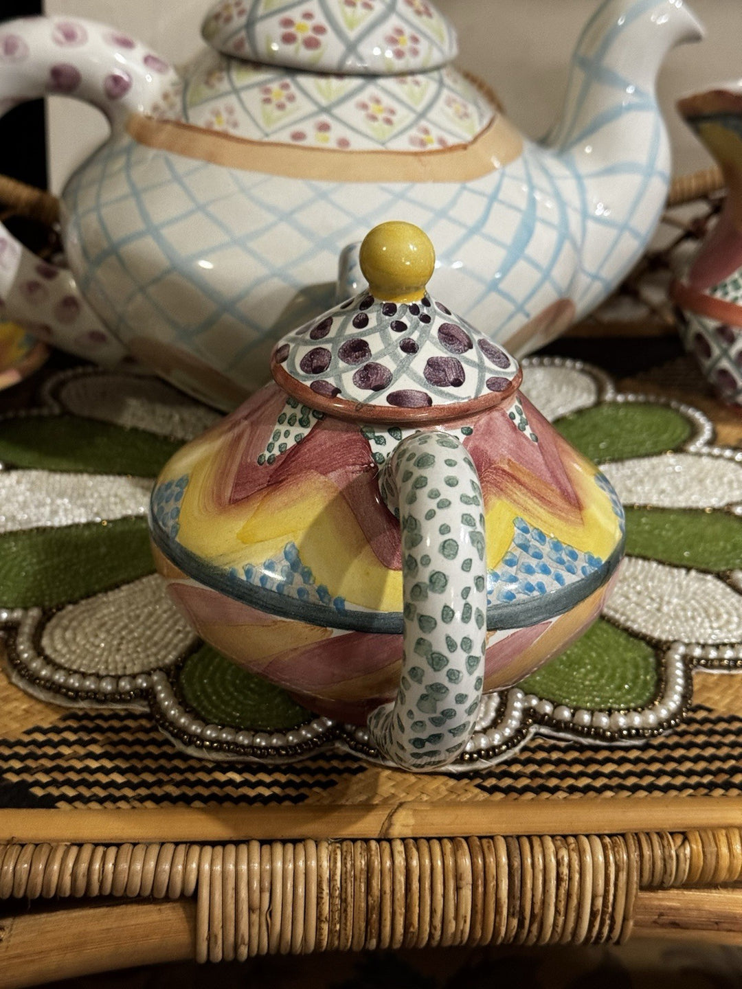 MacKenzie Childs 4 Cup Small Taylor Ceramic  Keukenhof Teapot Retired