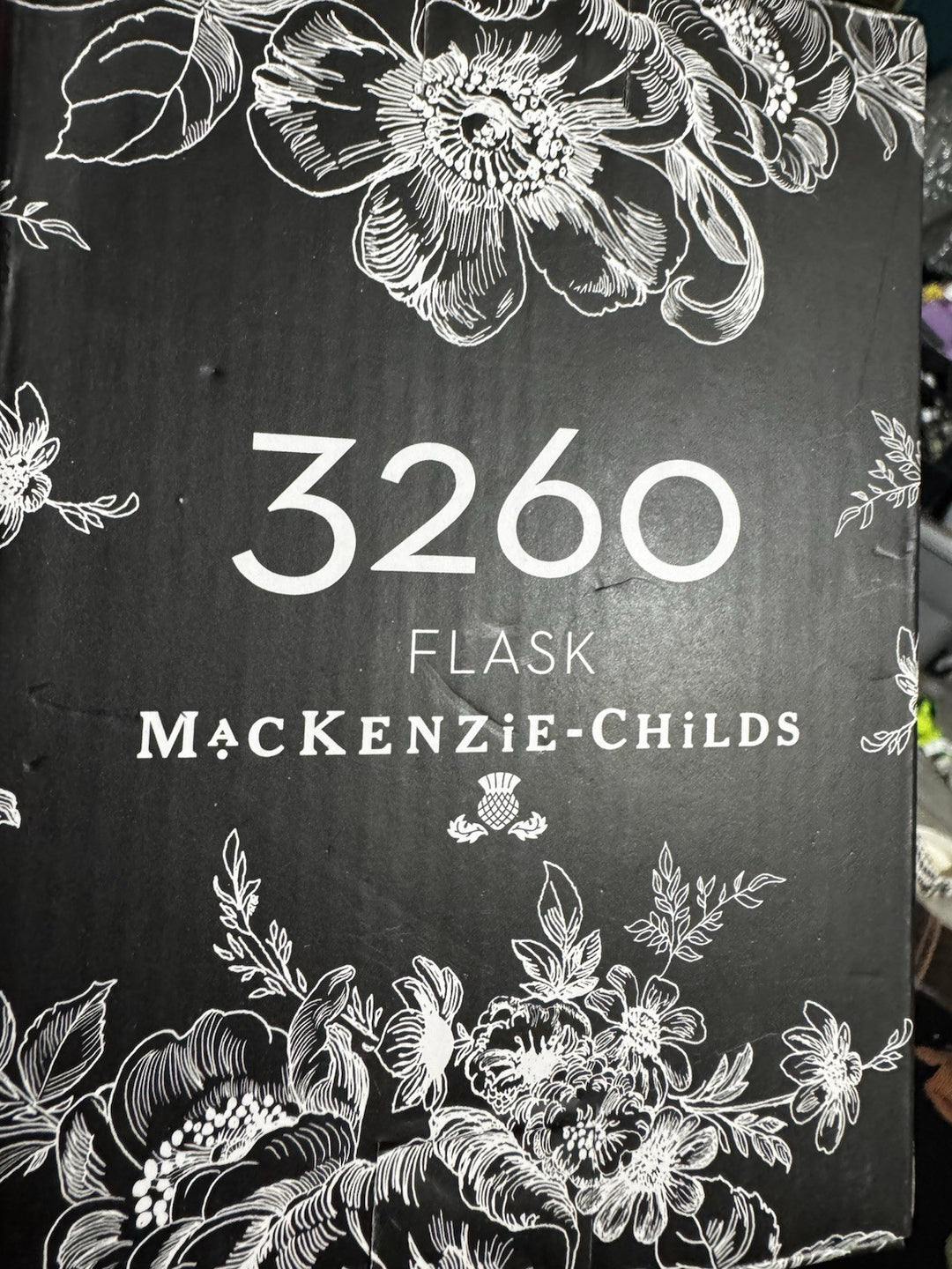 Mackenzie Childs Rosy Check 3260 Gold Flask- New In Box