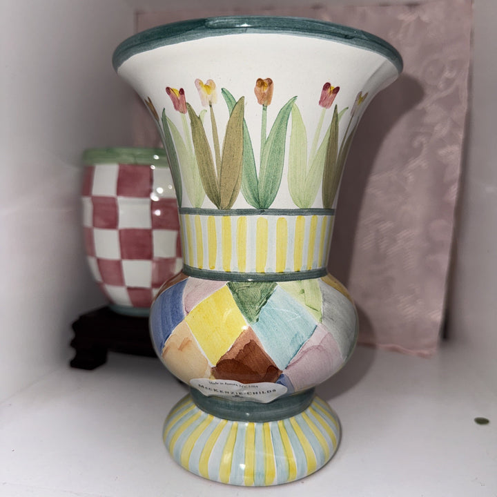 Mackenzie Childs Taylor Poplar Ridge Vase Ceramic Aurora New