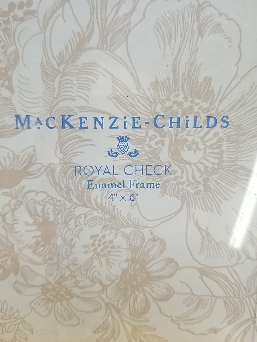 Mackenzie Childs ROYAL CHECK HANGING picture frame holds 4x6 ENAMEL