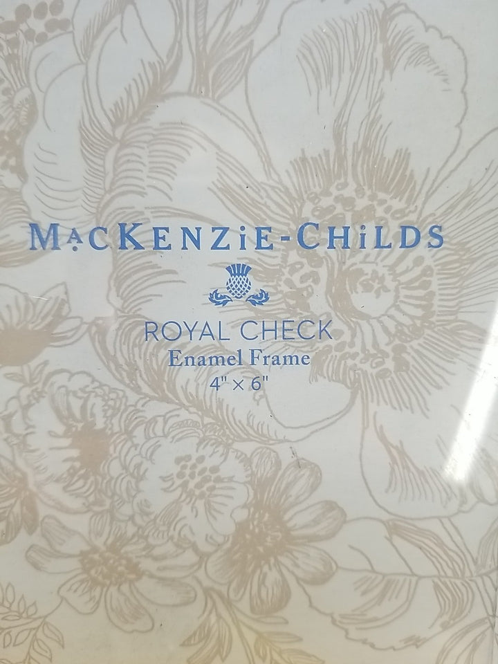Mackenzie Childs ROYAL CHECK HANGING picture frame holds 4x6 ENAMEL