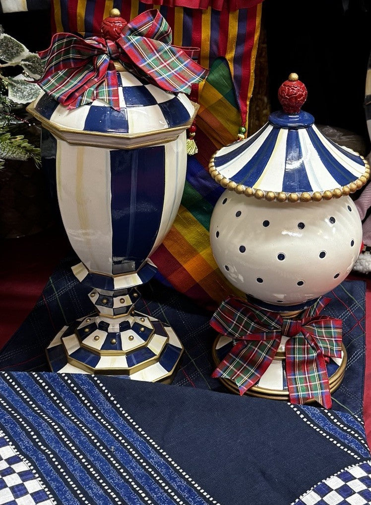 MACKENZIE-CHILDS Royal Check Lidded Urn SMALL-12” Tall New
