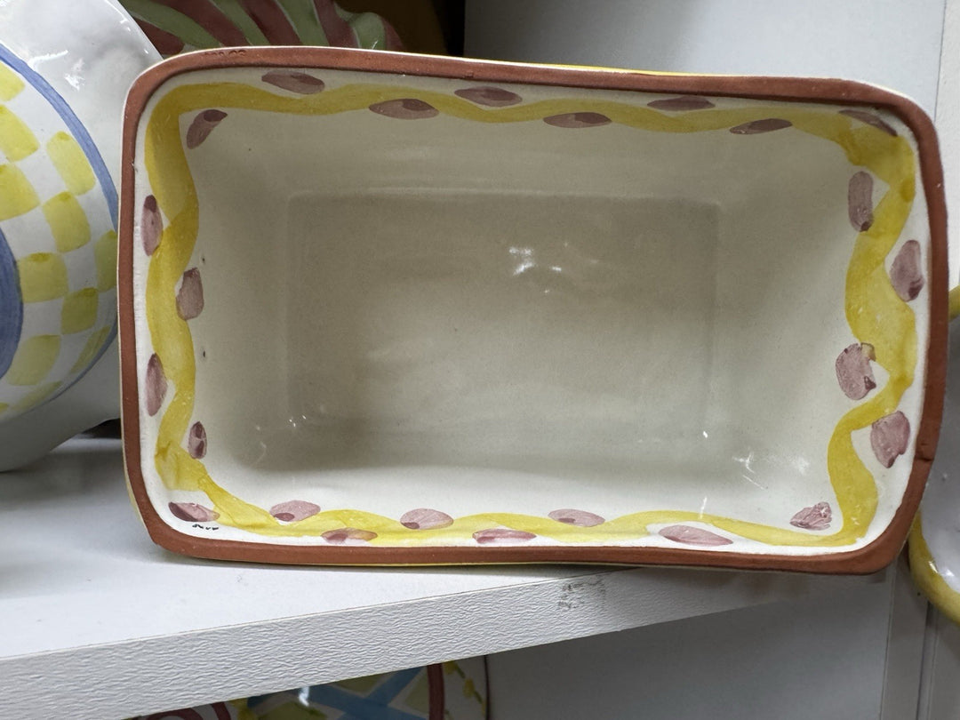 Mackenzie Childs Vintage Ceramic Taylor  KING FERRY Covered Butter Dish 2000