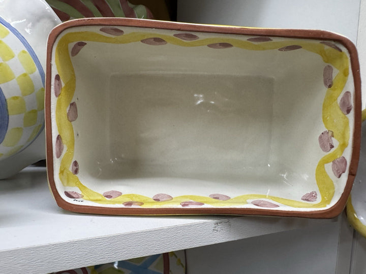 Mackenzie Childs Vintage Ceramic Taylor  KING FERRY Covered Butter Dish 2000