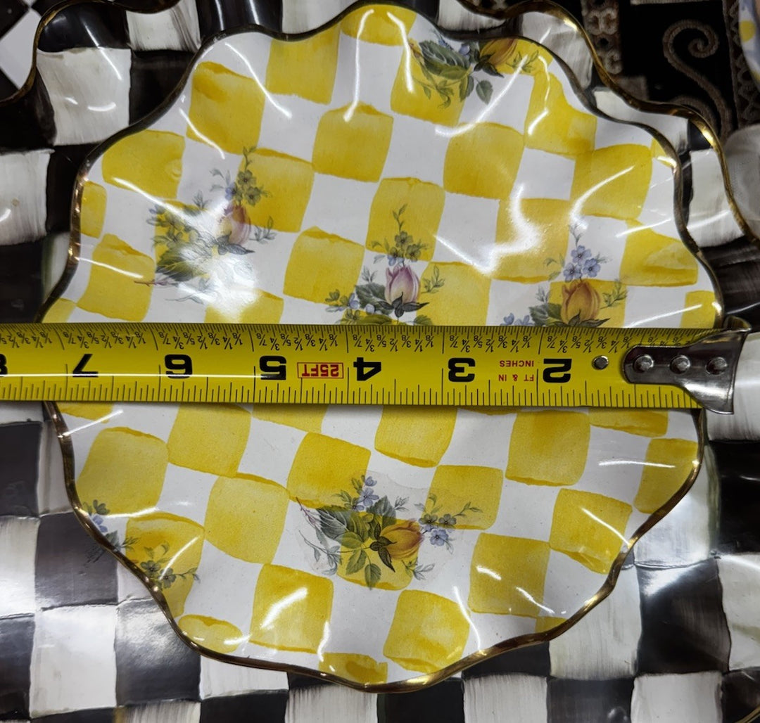 Mackenzie Childs Honeymoon Fluted Yellow Lemon Curd Bread Plate 7.50"  Ceramic