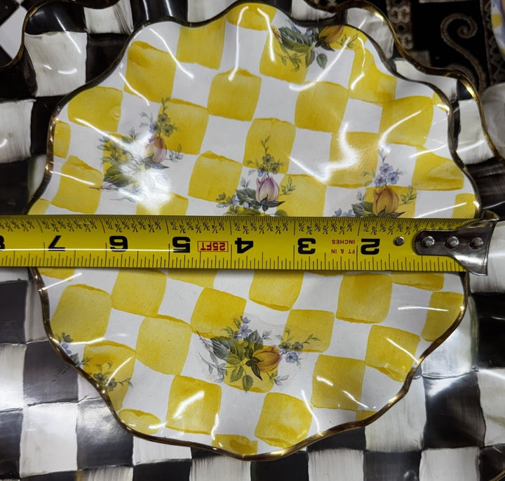 Mackenzie Childs Honeymoon Fluted Yellow Lemon Curd Bread Plate 7.50"  Ceramic