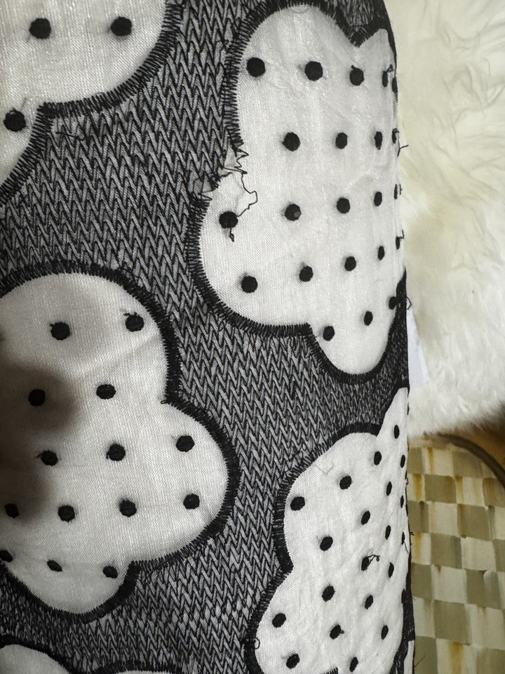 MacKenzie Childs Vintage Silk Large Bolster Pillow Black And Beige  Flower Read