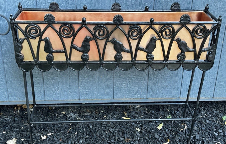 Mackenzie Childs  CAST IRON And Copper Bird On Ball  PLANT -FLOWER STAND