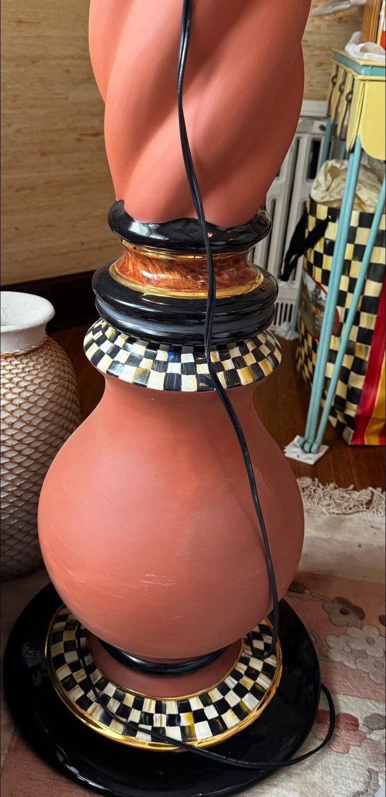 MACKENZIE CHILDS Argentina Floor Lamp,6FT Tall Courtly Check Beaded Lamp Shade