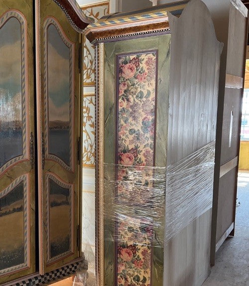 Mackenzie Childs Large Wood Hand painted   Armoire - Delivery Available