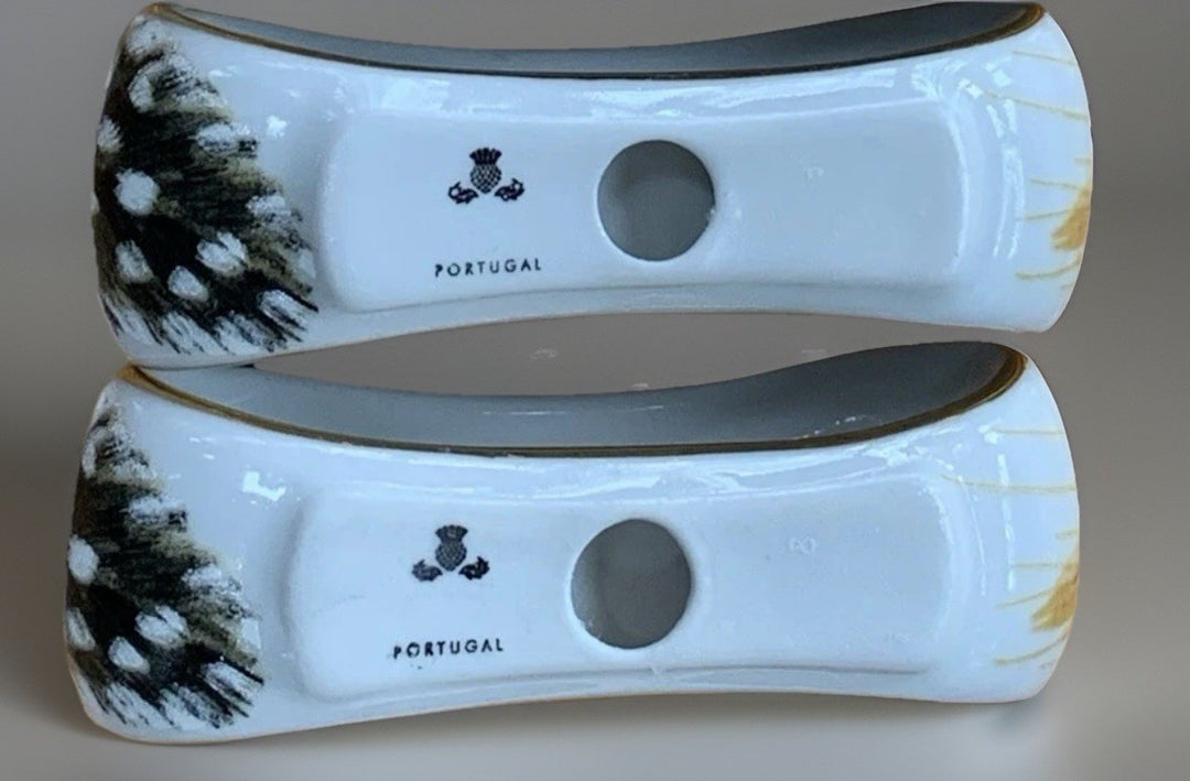 Set of 2 MACKENZIE CHILDS PHEASANT RUN PORCELAIN NAPKIN RINGS-retired