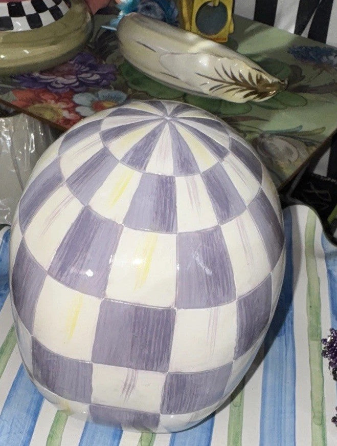 MacKenzie Childs Violet Purple  Check - QVC Exclusive Skull