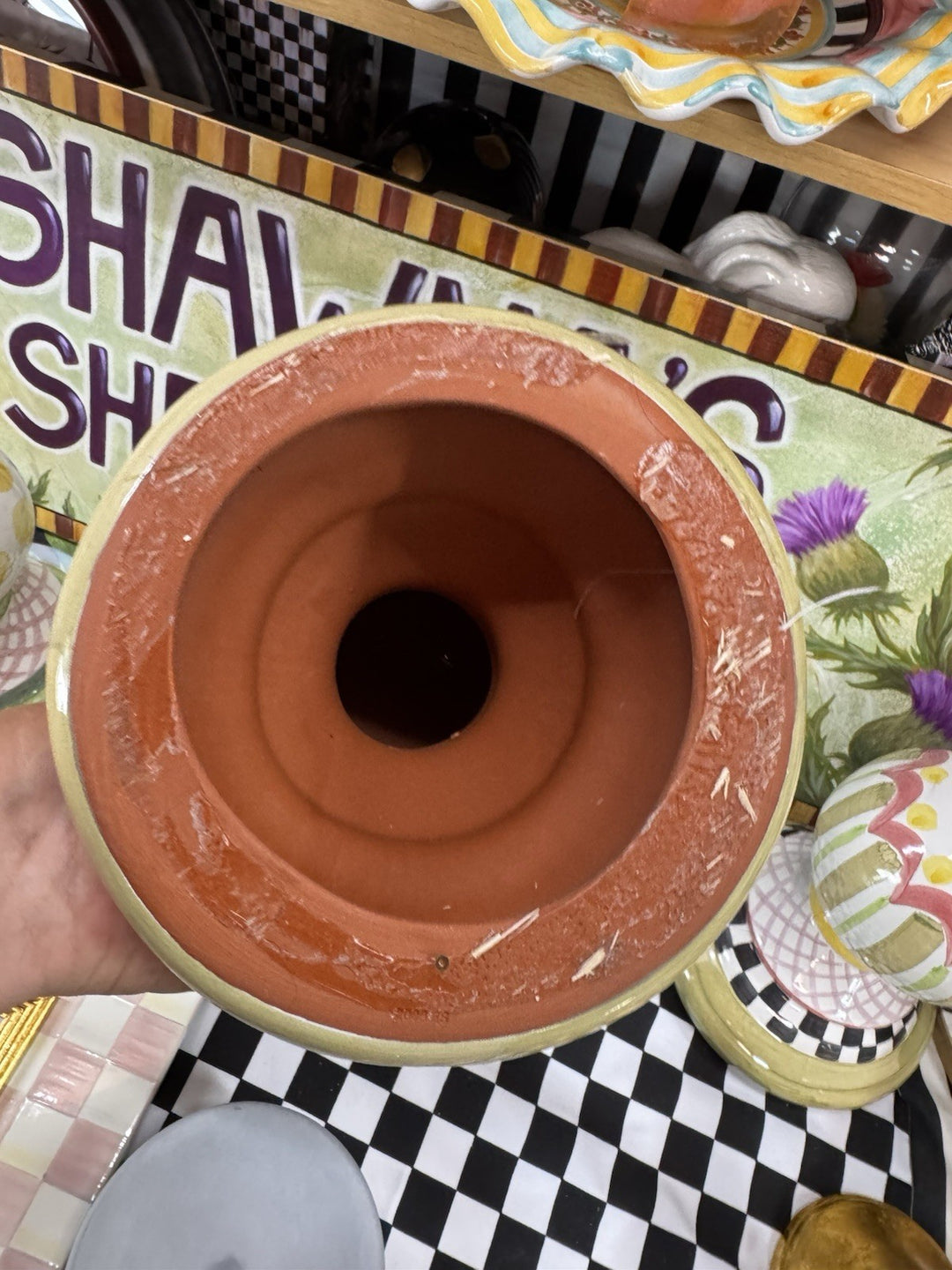 MacKenzie Childs Ball For Garden Or To Top Off Shelves-  Component Terracott