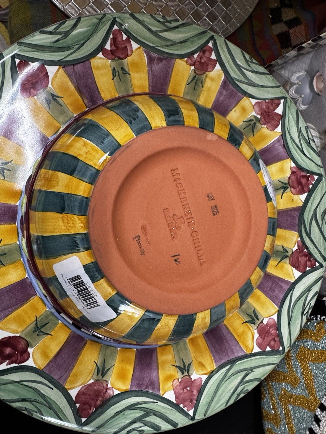 Mackenzie Childs PICCADILLY Multicolor Ceramic Majolica Serving Bowl  9"- New