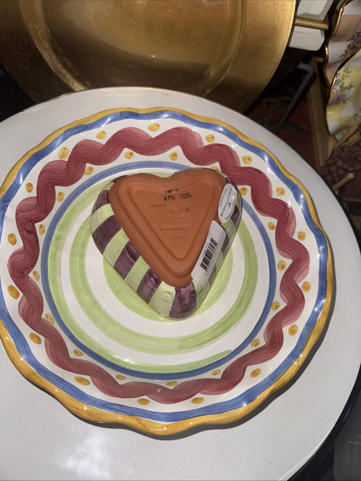 MacKenzie Childs Piccadilly Heart Bowl Small - Hand Painted Ceramic - New