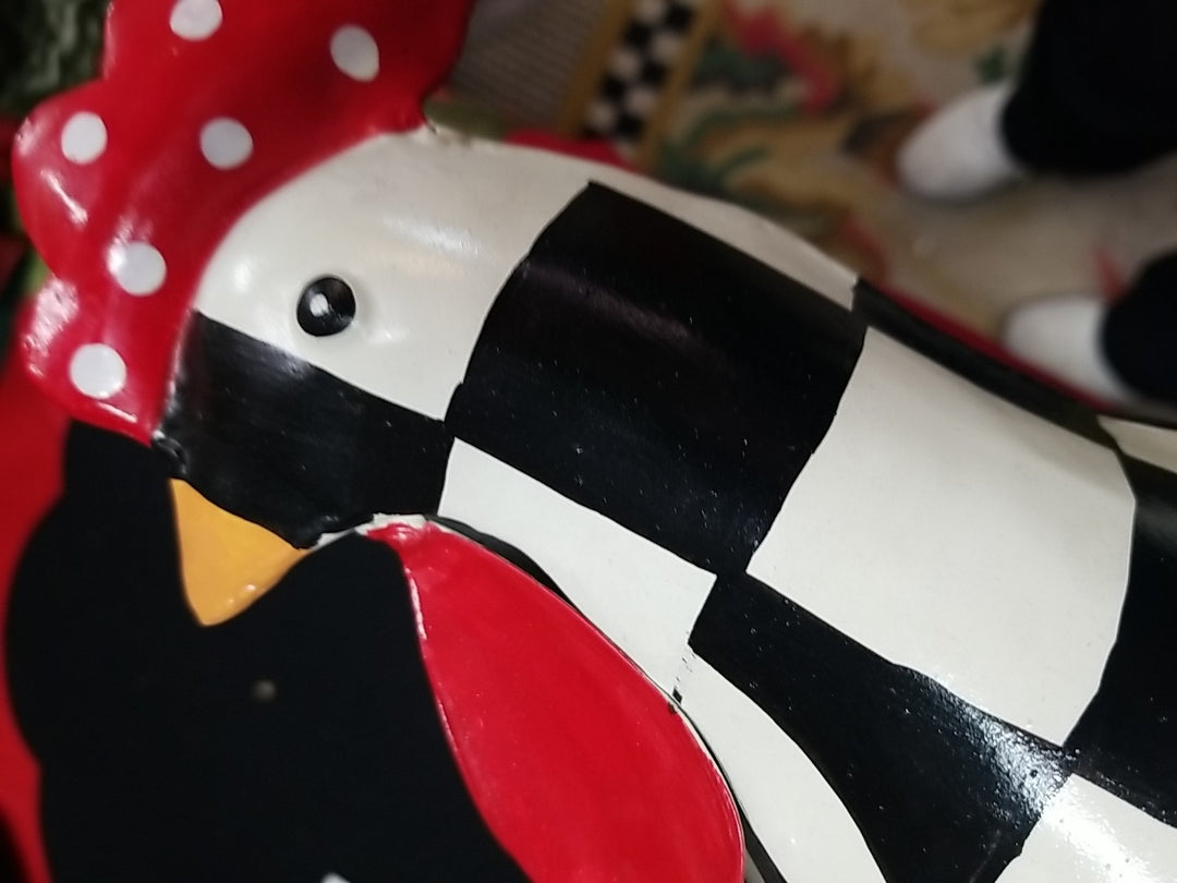 New Mackenzie Childs Checkerdot Rooster - Large 18.75” Tall