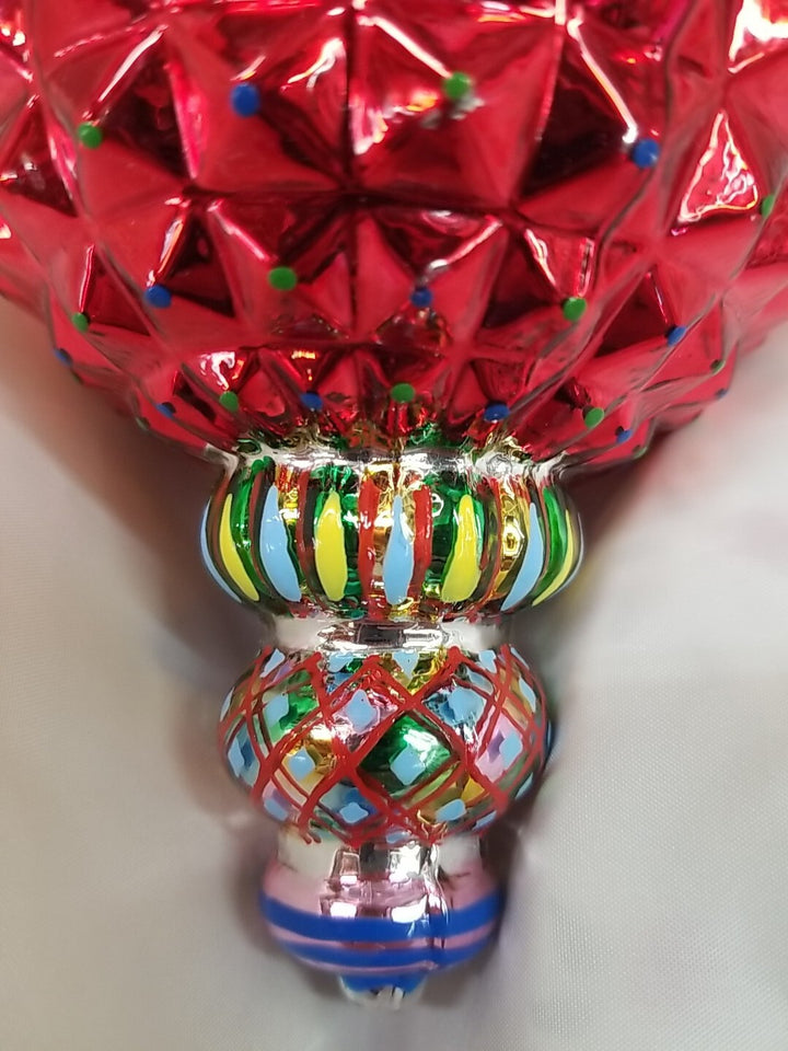 Mackenzie Childs Russian Jewel Courtly Check Red Ornament Glass
