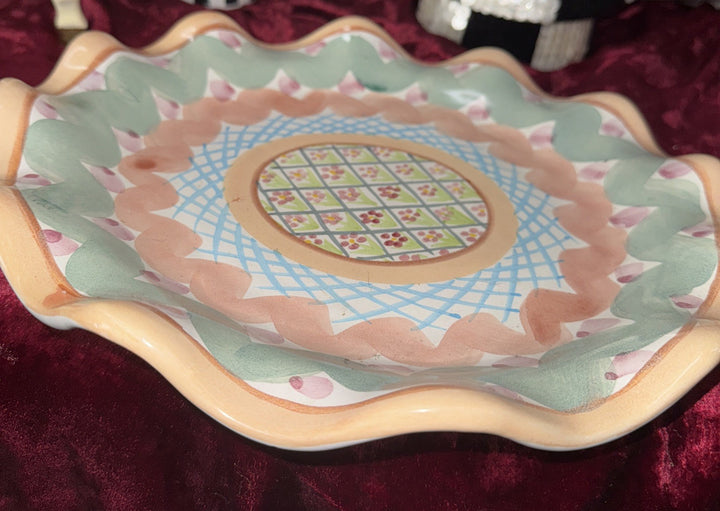 Mackenzie Childs Fluted 12" Ceramic Serving Plate Taylor Heather Excellent