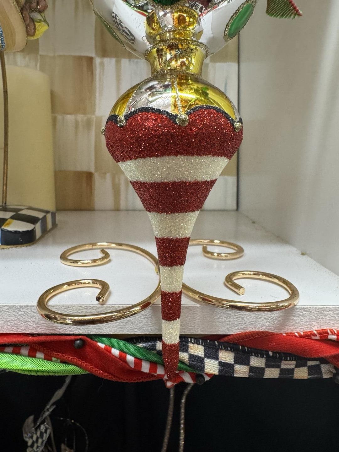 MacKenzie Childs Savoy triple Glass drop ornament new in box