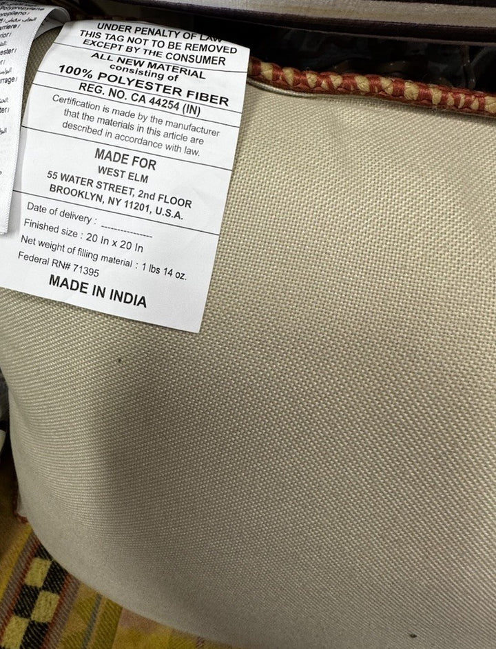 West Elm Woven Arches Indoor/Outdoor Pillow 20x20 NIB Coral