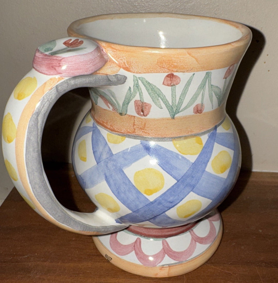 MacKenzie Childs Taylor Aalsmeer  Thumbprint Handmade In Aurora Coffee Mug 2003