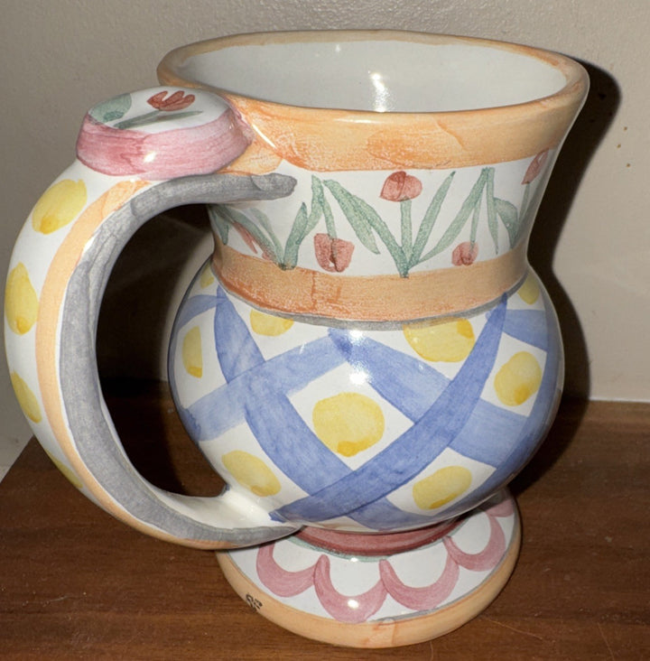 MacKenzie Childs Taylor Aalsmeer  Thumbprint Handmade In Aurora Coffee Mug 2003