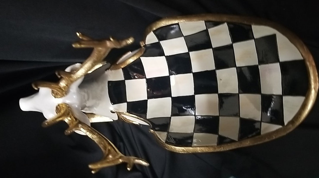 MacKenzie Childs Christmas Glam Up  Sleigh- White And Gold Reindeer