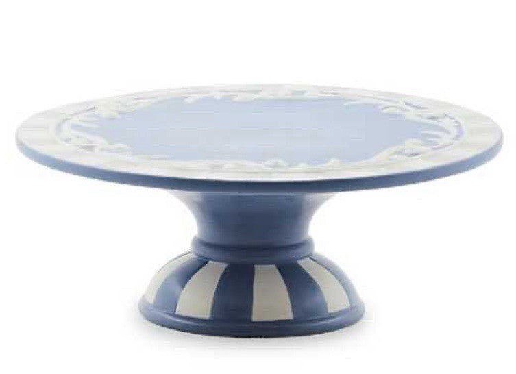 Mackenzie CHILDS Cameo Small Pale Blue PEDESTAL PLATTER BNIB