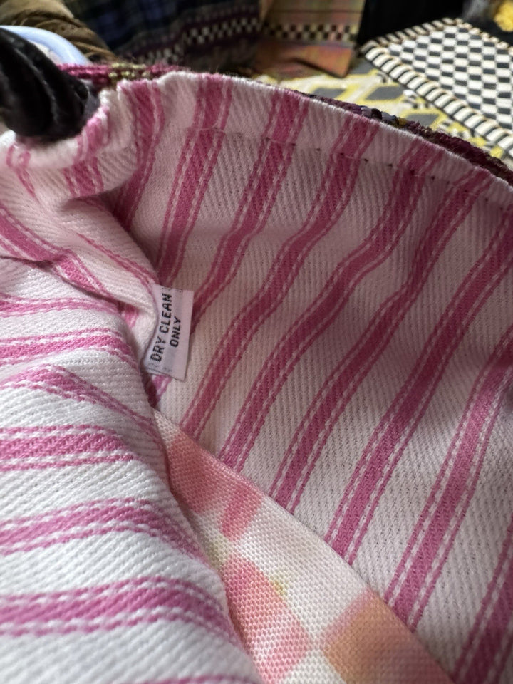 Mackenzie Childs Rosy Check Vintage Bag Crossbody Purse NWT Rare