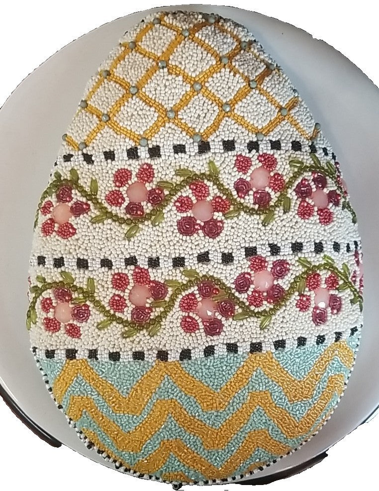 MACKENZIE CHILDS HITCHCOCK FIELD EASTER EGG PILLOW Beaded