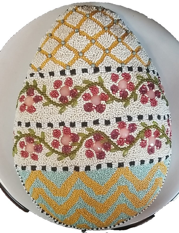 MACKENZIE CHILDS HITCHCOCK FIELD EASTER EGG PILLOW Beaded