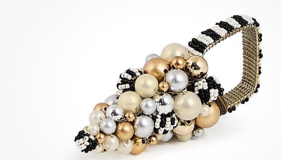 MacKenzie Childs  Glam Up Beaded Tree Napkin Rings, Set of 4. NIB