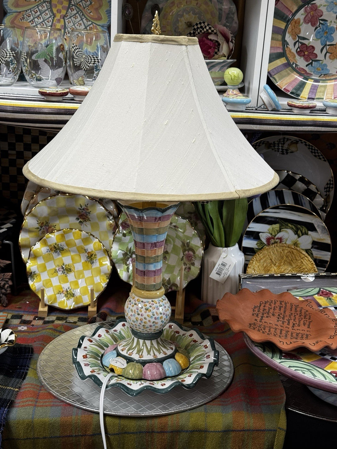 Mackenzie Childs Lamp Confetti Vase Ceramic 27” Tall - Made In Aurora