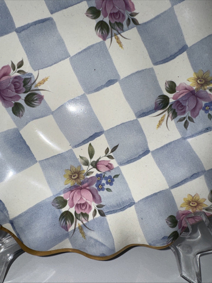 Mackenzie Childs Blue Honeymoon Morning Glory 9" Fluted Dessert Plate 1996
