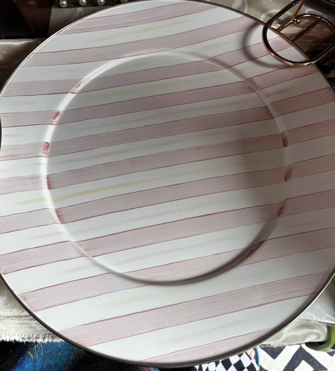 MacKenzie Childs Bathing Hut Enamel Serving Platter Plate 16" Retired
