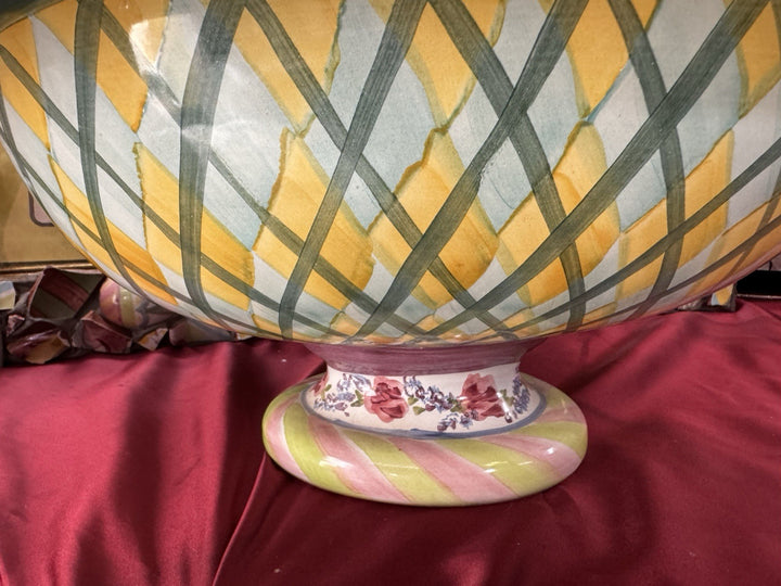 Rare Mackenzie Childs Ceramic Taylor Odd Fellows Ovation Bowl  Hand painted